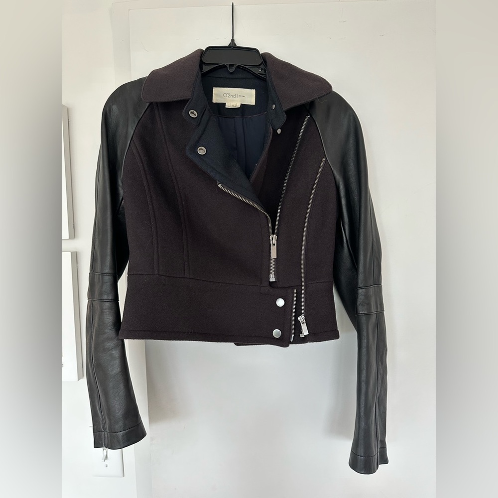 O’2nd Leather and Wool Moto Jacket